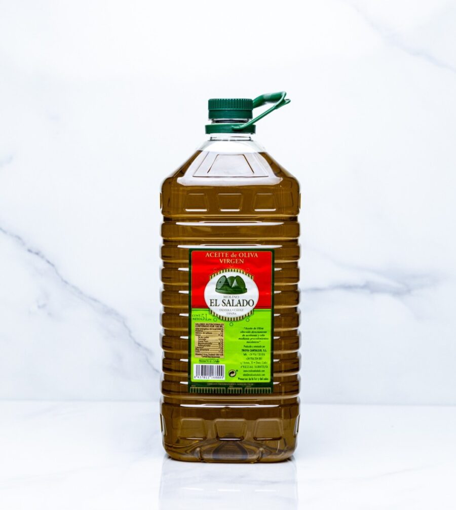 Aceite de oliva virgen 5L El Salado. En Majuana en el Mercado Central de Abastos de Cádiz. Aceite de oliva online. Mercados de Cádiz lo lleva a casa con su servicio a domicilio.