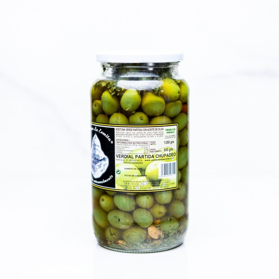 Aceitunas verdial chupadeos. En Majuana en el Mercado Central de Abastos de Cádiz. Aceitunas online en Cádiz. Mercados de Cádiz te lo lleva a casa con su servicio a domicilio.